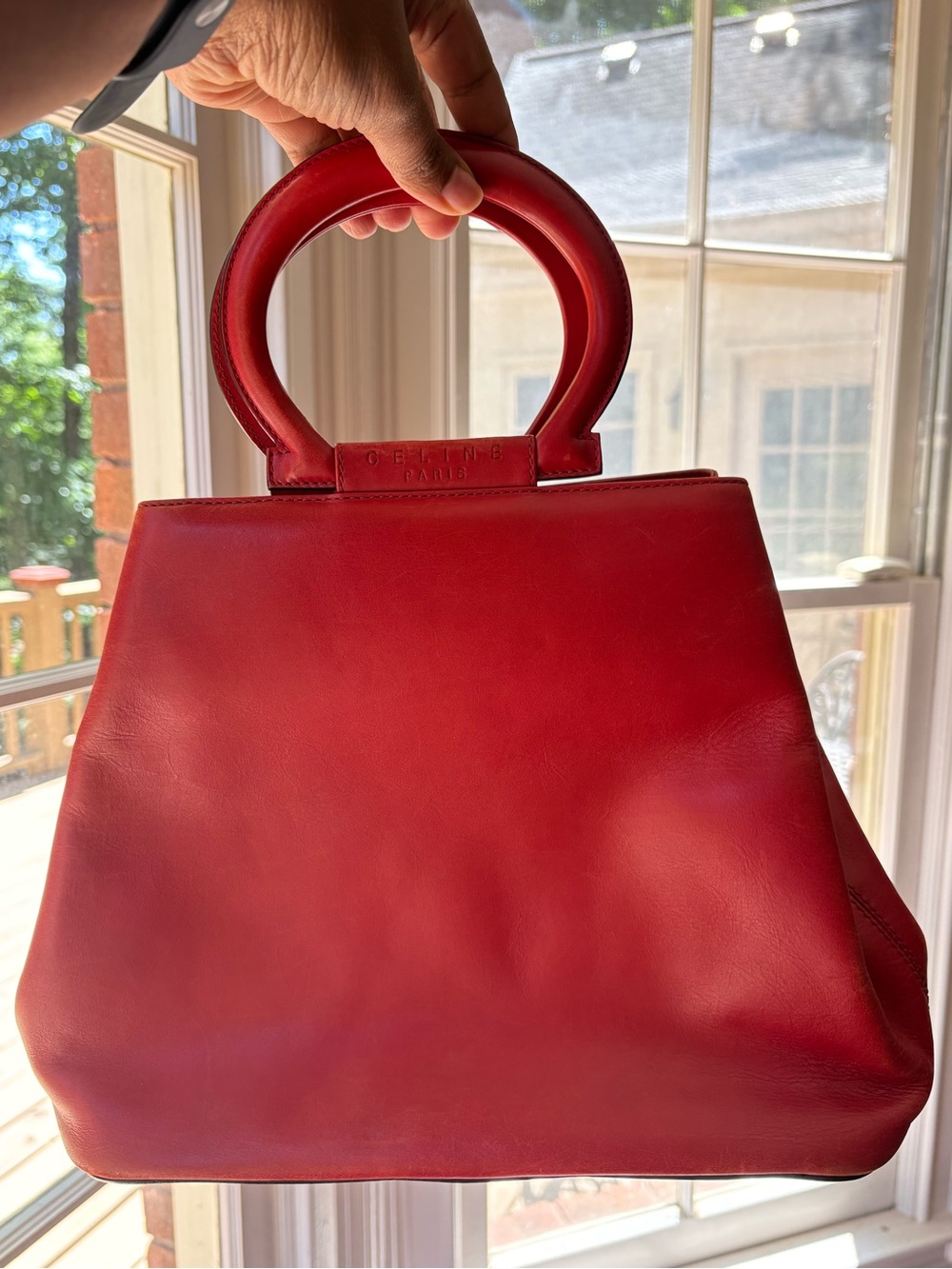 Celine vintage red Leather Top-Handle Women’s Bag
